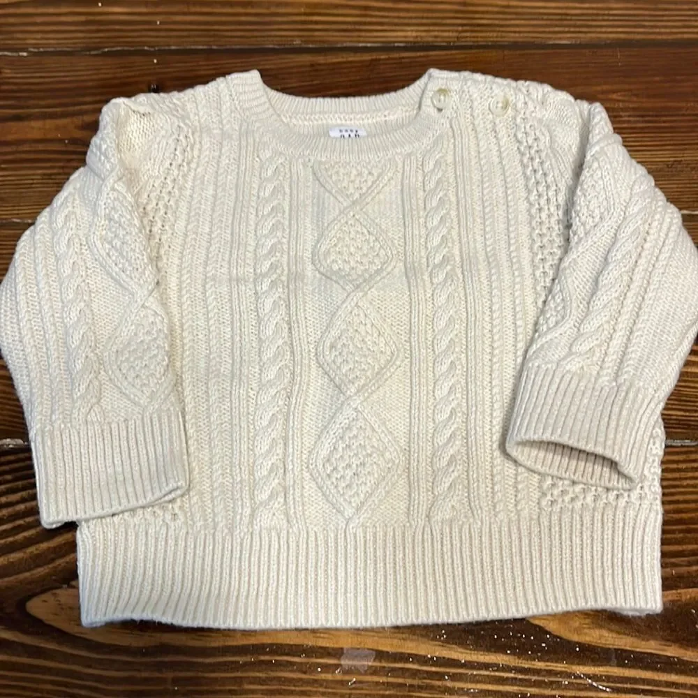 NWOT Baby Gap Cream Unisex Cable Knit Sweater 12/18 months